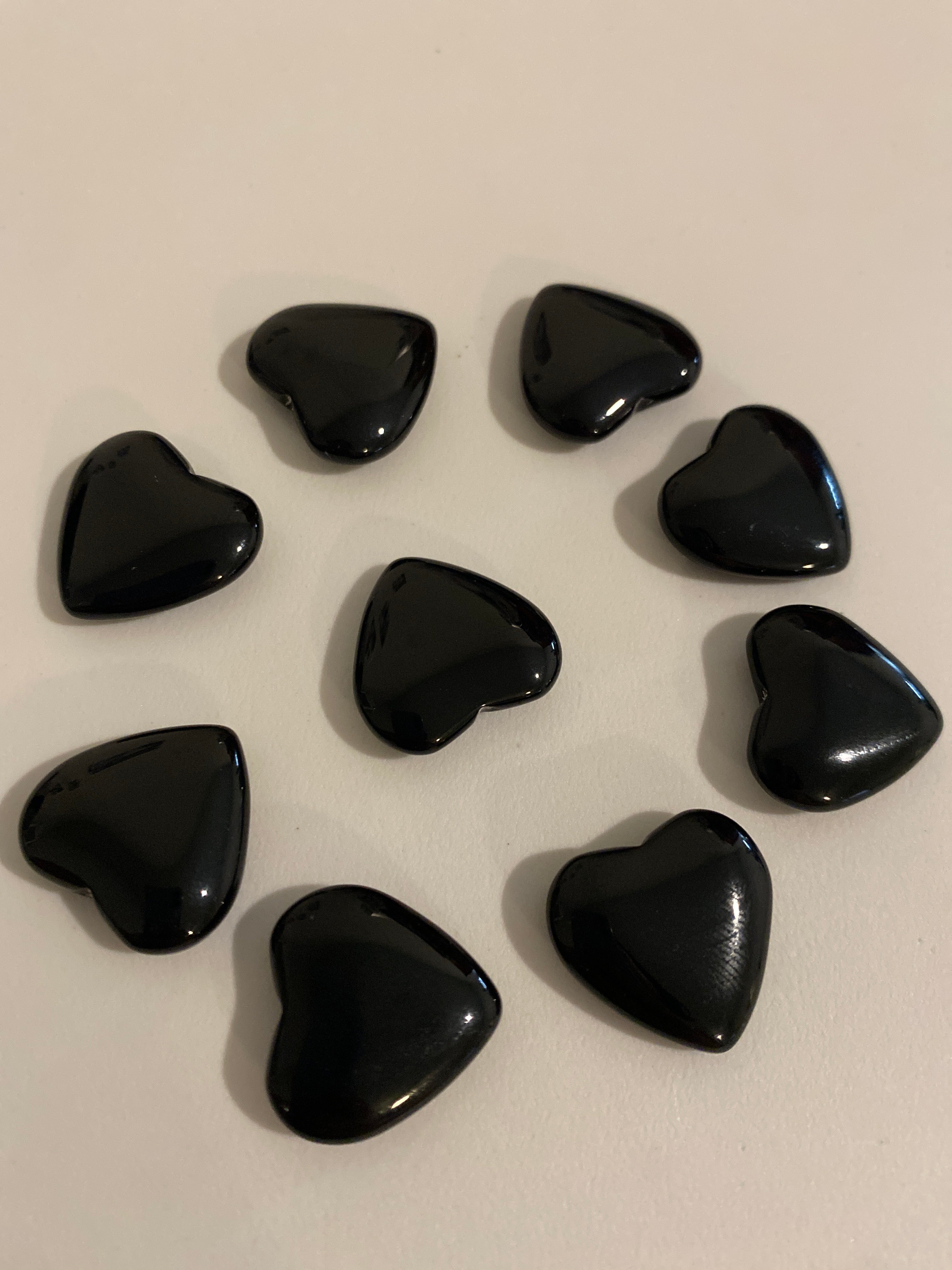 Obsidian Polished Hearts