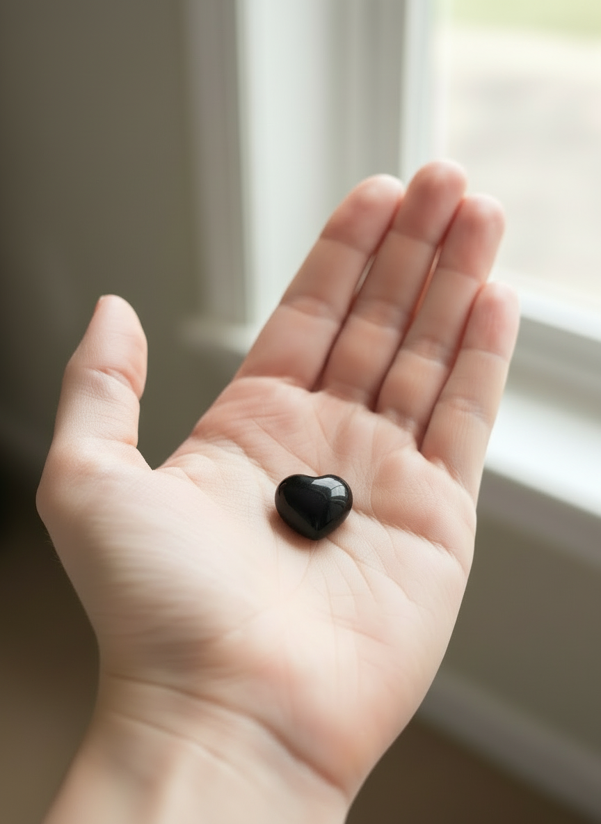 Obsidian Polished Hearts